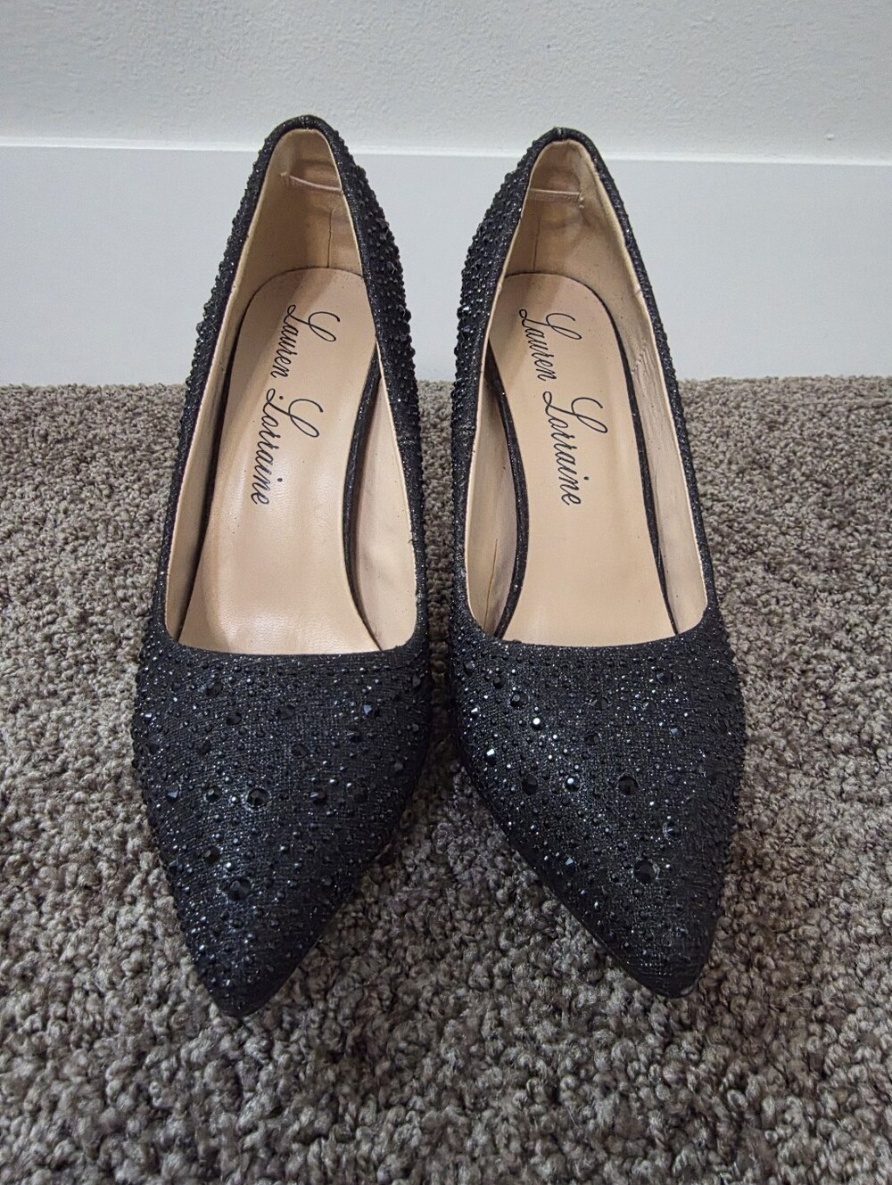 Black Crystal Embellished Stiletto Heels
